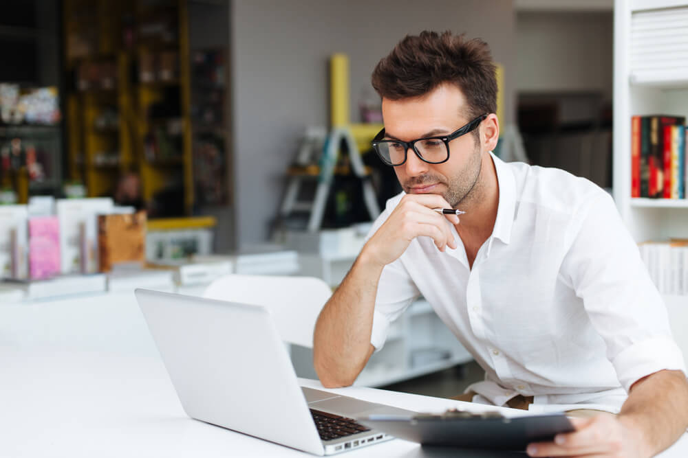 Writer researching for his next article